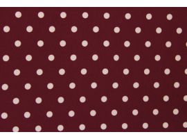 Tkanina Drukowana Bluzkowa Beż Grochy Bordo Tło