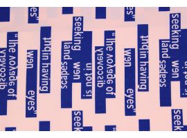 Tkanina Drukowana Bluzkowa Napisy Granat Pudrowe Tło