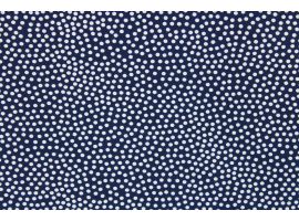 Printed Fabric for Blouse White Polka dots Navy blue Background