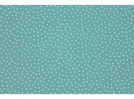 Tkanina Drukowana Bluzkowa Białe Groszki Turkus Tło