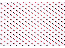 Printed Fabric for Blouse Black Red Polka dots And White Background