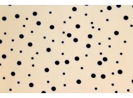 Printed Fabric for Blouse Black Polka dots Beige Background