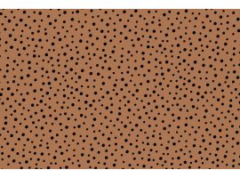 Printed Fabric for Blouse Black Polka dots Dark Beige Background