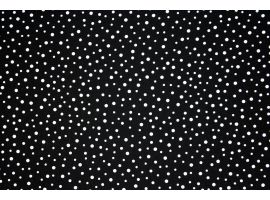 Tkanina Drukowana Bluzkowa Białe Groszki Czarne Tło