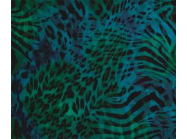Tkanina na Bluzki Print Druk Pantera Zebra Zwierzęce Niebieski Zielony